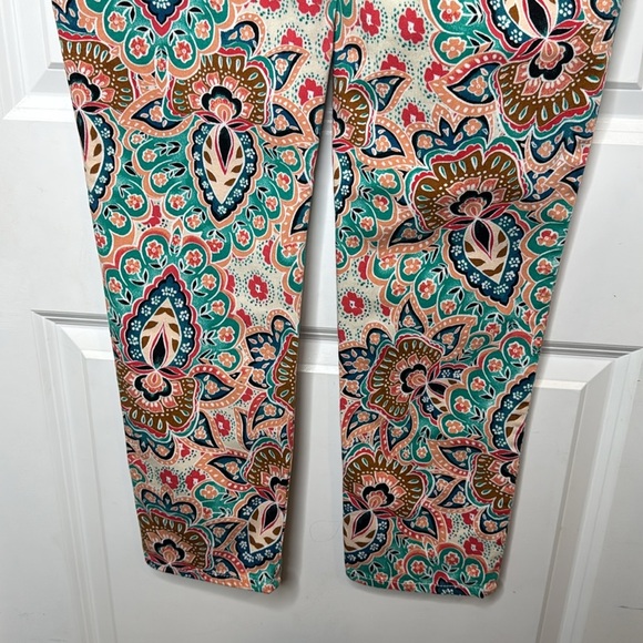 Chicos Size S So Slimming Colorful Stretch Bombay Paisley Girlfriend Ankle Jeans - Picture 11 of 15